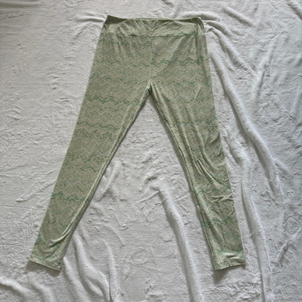 LuLaRoe Mint and Cream Patterned Leggings
